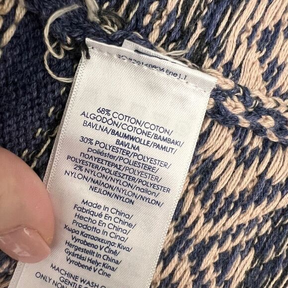 Chaps Women’s Medium Knit Sweater Cardigan Aztec Boho Open Front Blue Cozy - Picture 5 of 5